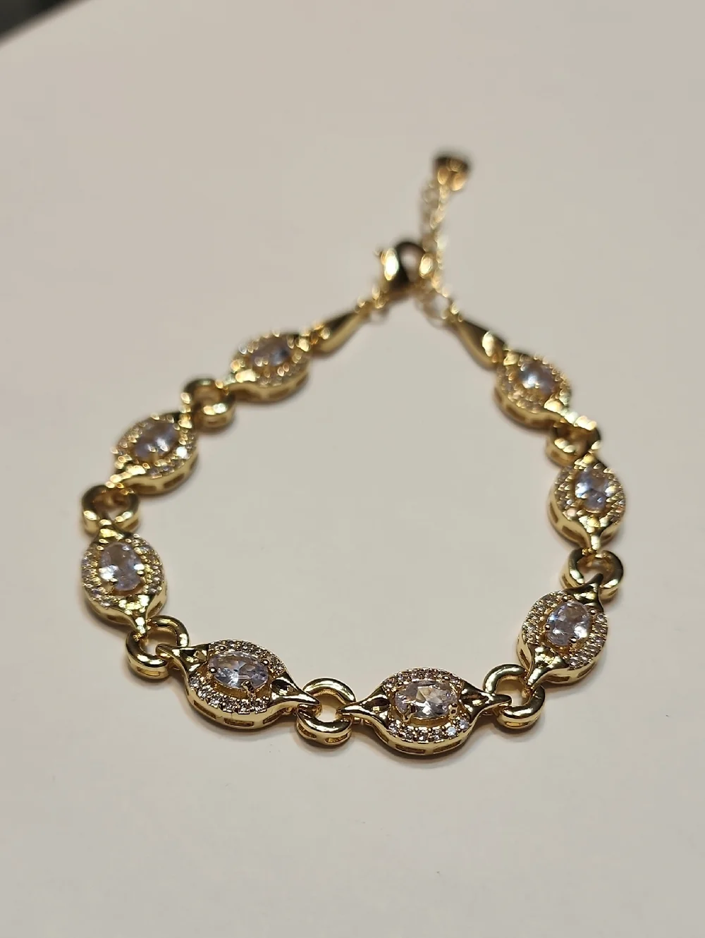 Multicolor Bracelet Light Blue Gem 1pc 18 K Real Gold Plated Anti-fading Luxury